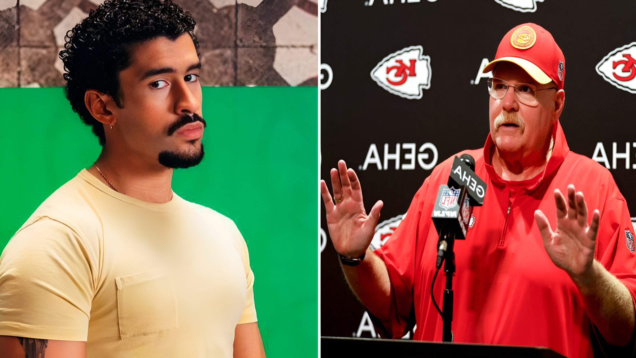 Coach Andy Reid and Bad Bunny